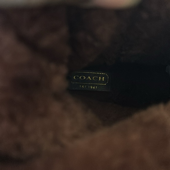 Coach Mid Winter Suede Sheepskin Pull On Brown Boots Size 10 - Picture 11 of 15